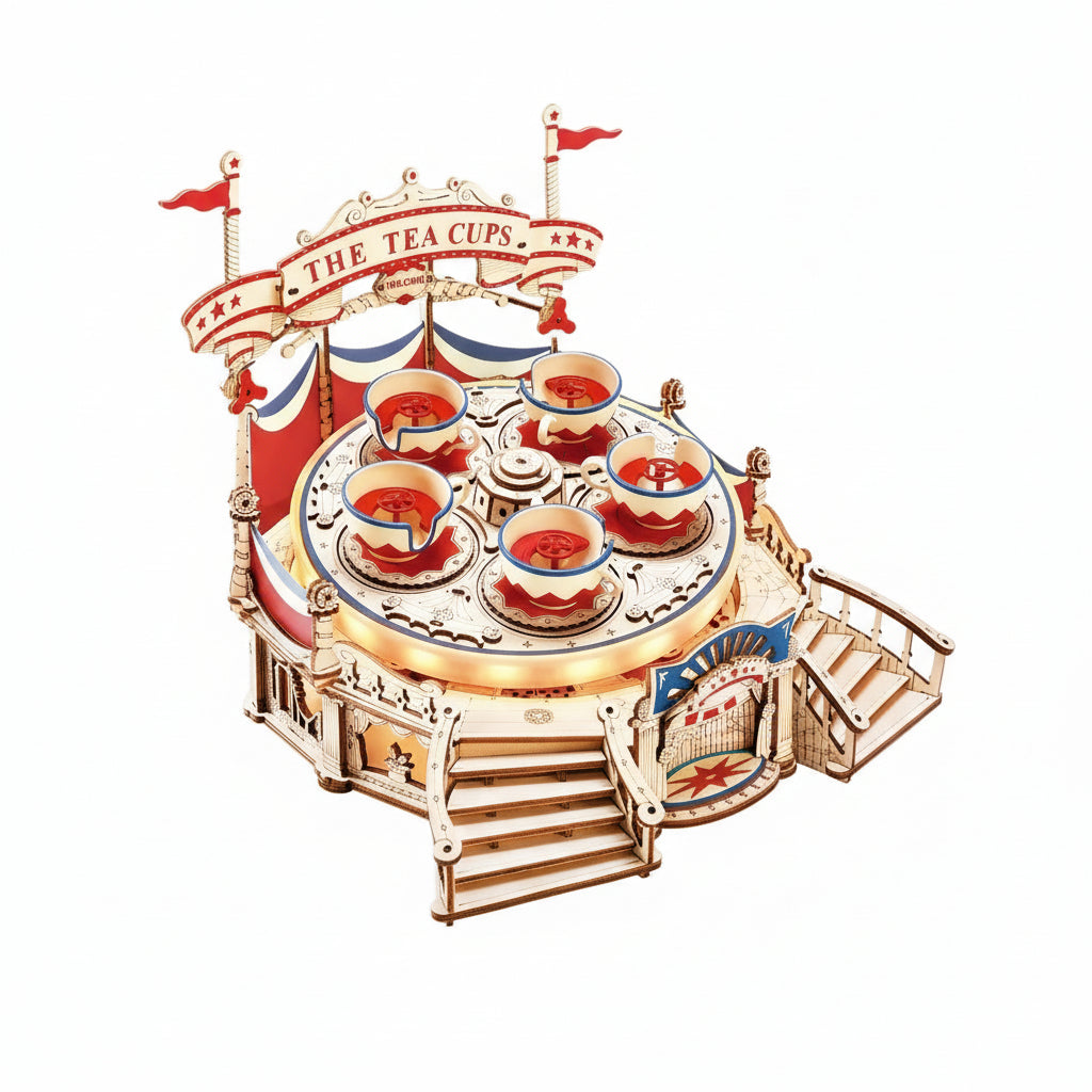 Tilt-A-Whirl Music Box – Wooden Amusement Ride Model