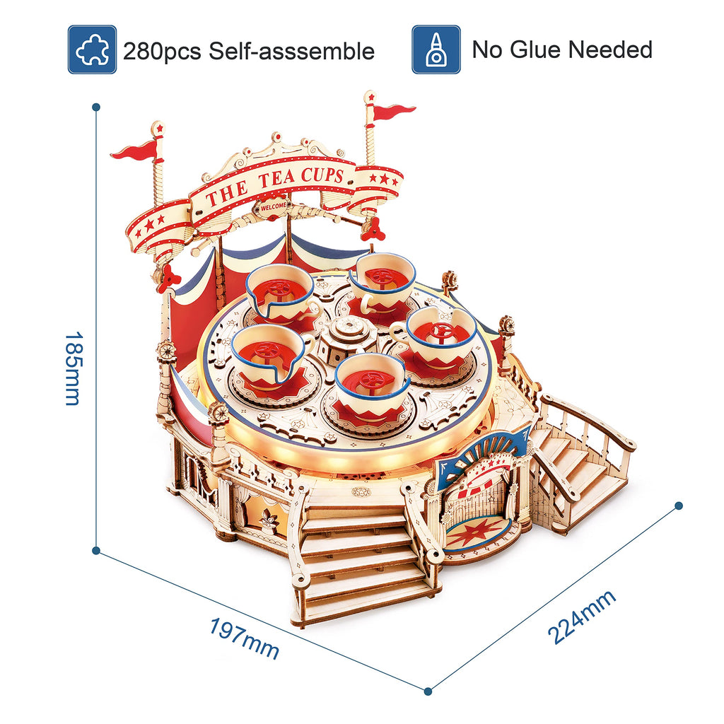 Tilt-A-Whirl Music Box – Wooden Amusement Ride Model