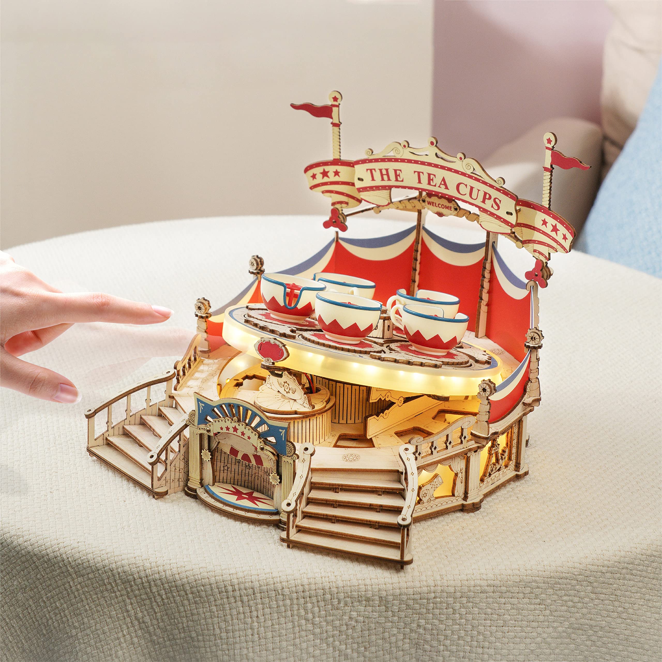 Tilt-A-Whirl Music Box – Wooden Amusement Ride Model