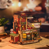 Gift Factory 3D Wooden Puzzle – DIY Vintage Toy Production Kit with Lights, Music & Elves