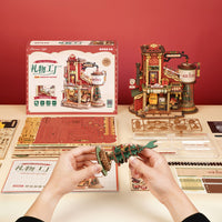 Gift Factory 3D Wooden Puzzle – DIY Vintage Toy Production Kit with Lights, Music & Elves