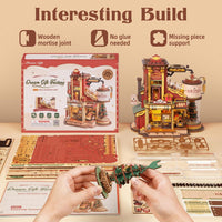 Gift Factory 3D Wooden Puzzle – DIY Vintage Toy Production Kit with Lights, Music & Elves