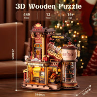 Gift Factory 3D Wooden Puzzle – DIY Vintage Toy Production Kit with Lights, Music & Elves