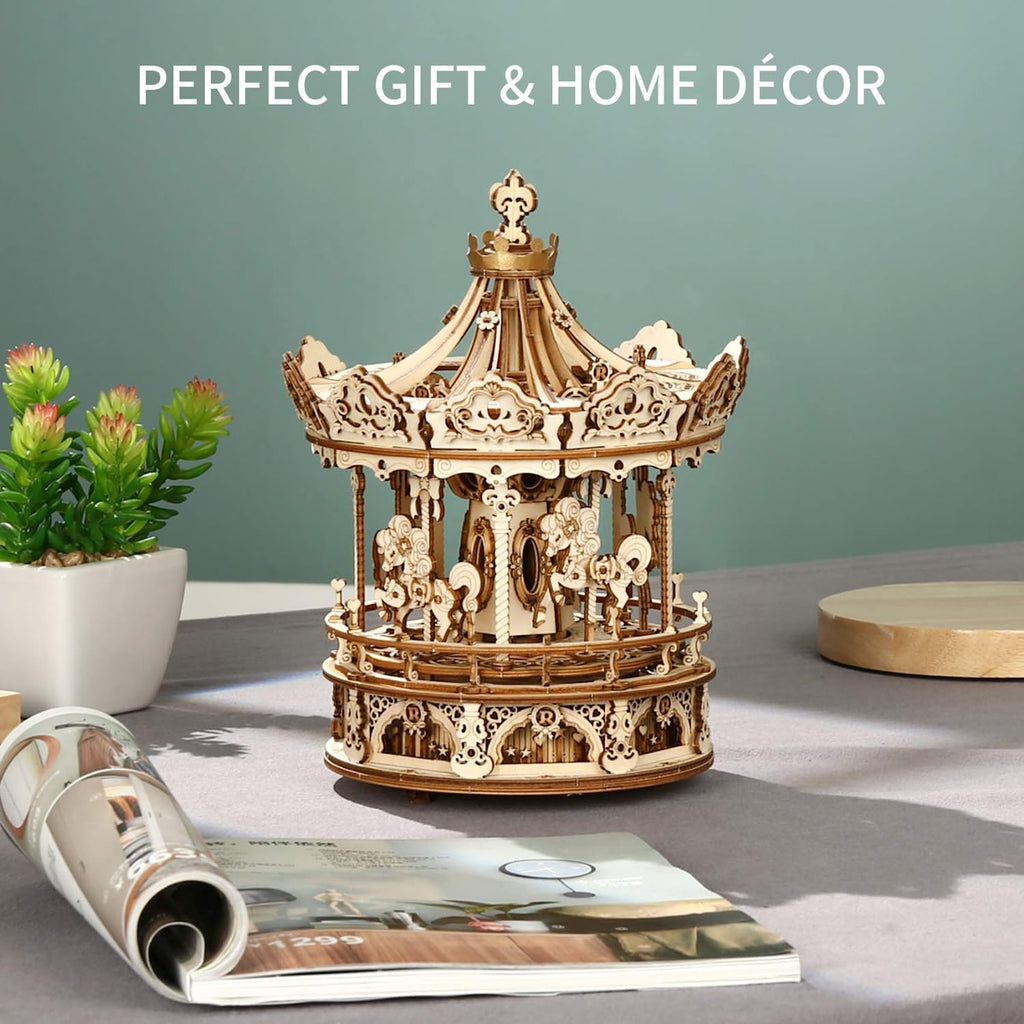 Romantic Wooden Carousel – Rotating Gift Music Box