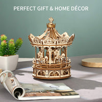 Romantic Wooden Carousel – Rotating Gift Music Box