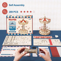 Swing Ride Music Box – Rotating Wooden Amusement Park Model