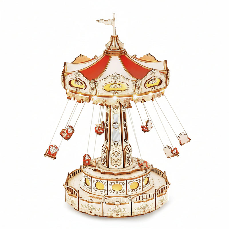 Swing Ride Music Box – Rotating Wooden Amusement Park Model