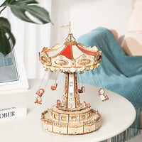 Swing Ride Music Box – Rotating Wooden Amusement Park Model