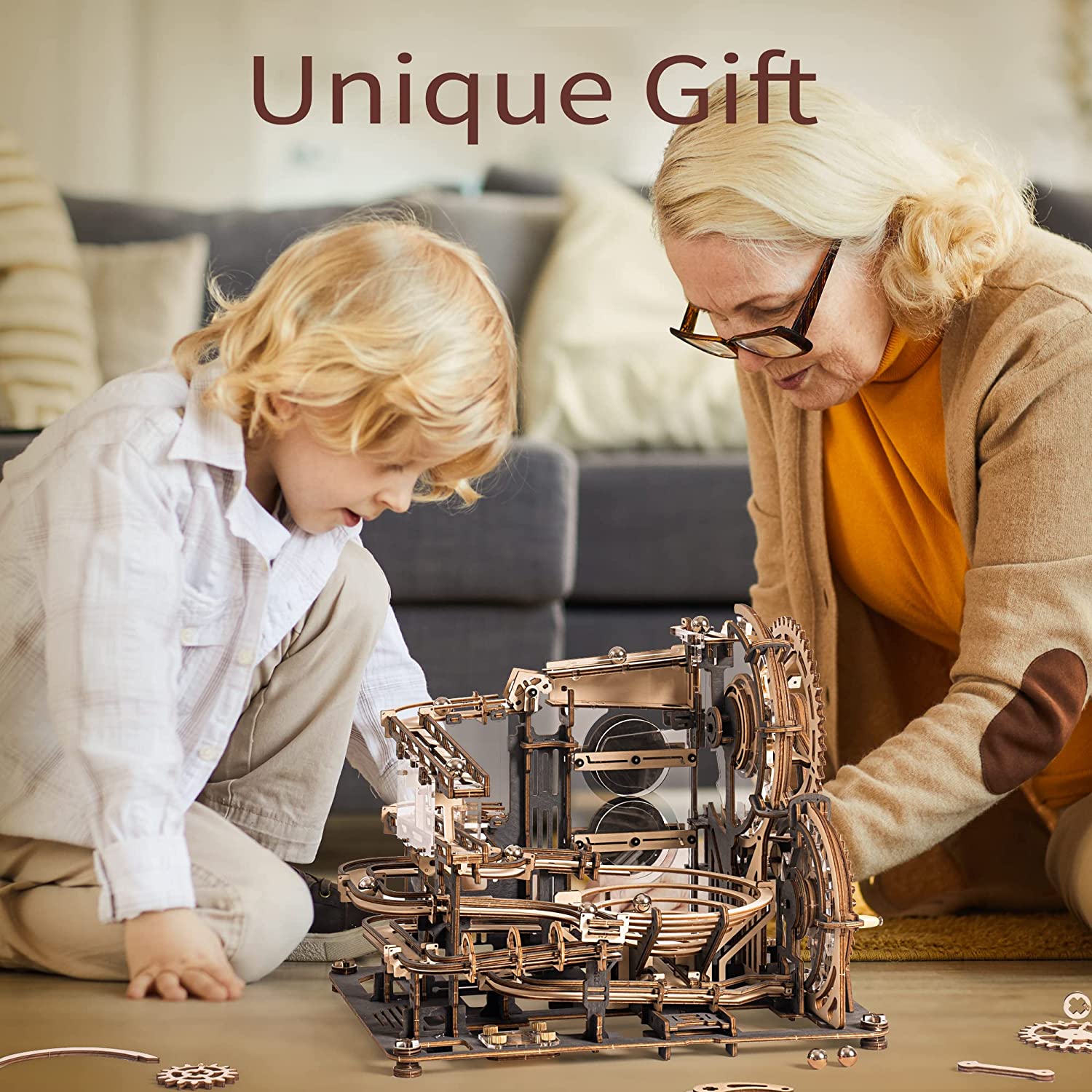 Night City Marble Run – Wooden Mechanical Puzzle