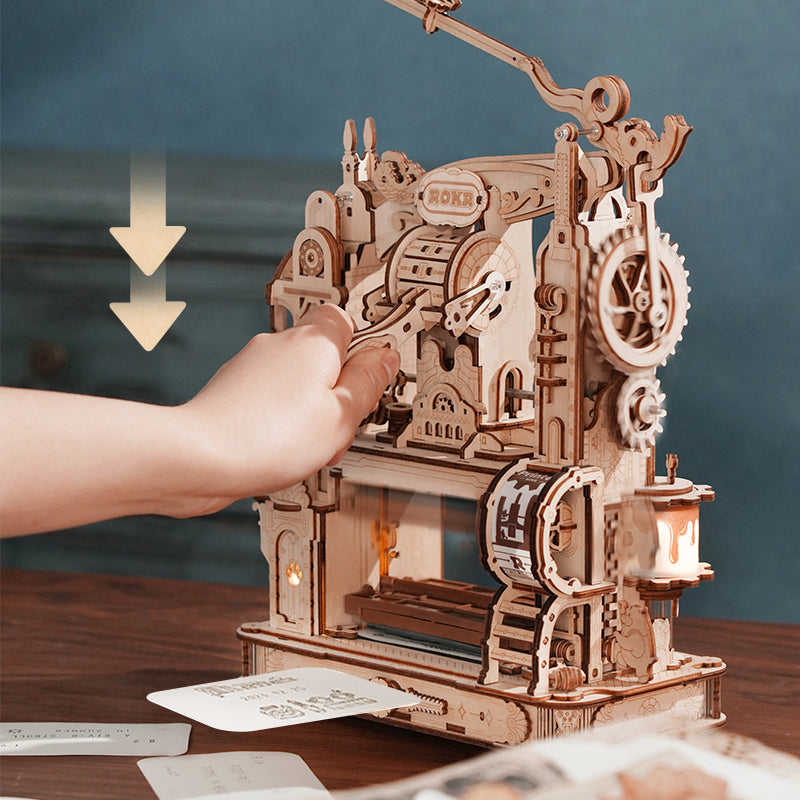 Vintage Printing Press – 3D Wooden Mechanical Puzzle Kit