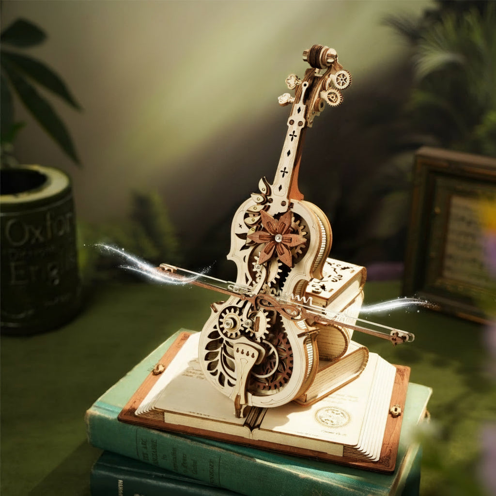 Magic Wooden Cello – Mechanical Music Box Model