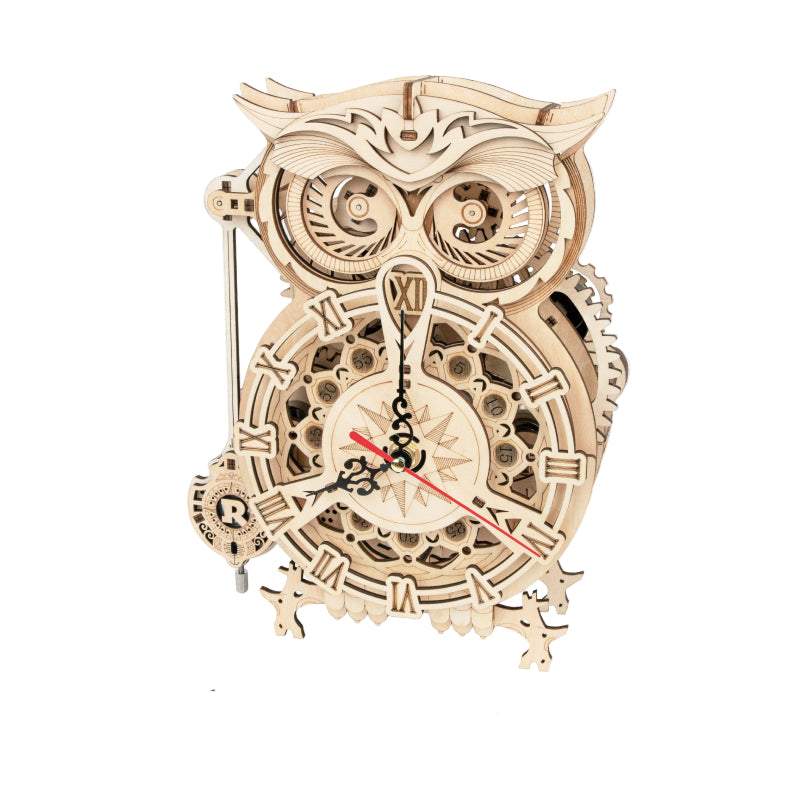 Owl Wooden Clock – 3D DIY Mechanical Model Kit